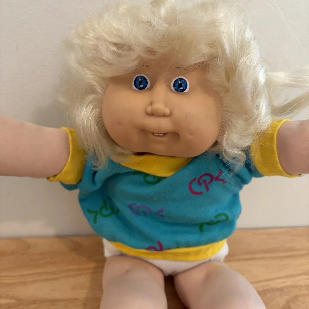 VTG 1986 Cabbage Patch Kids Doll Blonde Cornsilk‎ Hair Blue Eyes Coleco Xavier